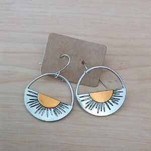 Sunburst Silver Toned and Gold Toned Earrings